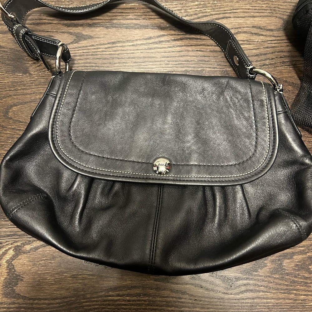 Coach black leather purse and matching wallet